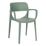 Silla Comedor Jardin Reforzada Smile Con Apoyabrazos Color Verde