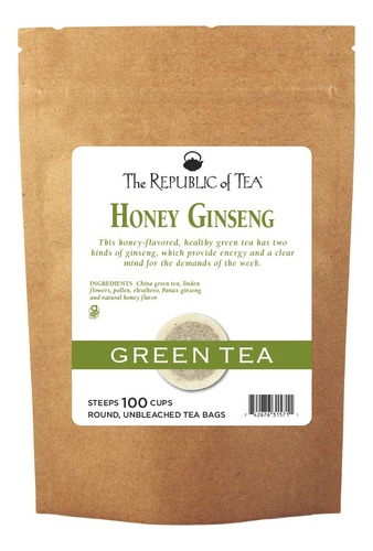 Super Recambio De Miel De Ginseng Verde, 100 Bolsas De Té