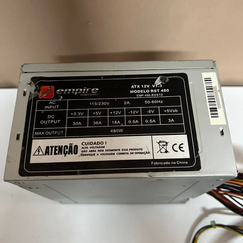 Fonte Nominal Empire Mod: Rst-480 24pinos 480w Sata Atx