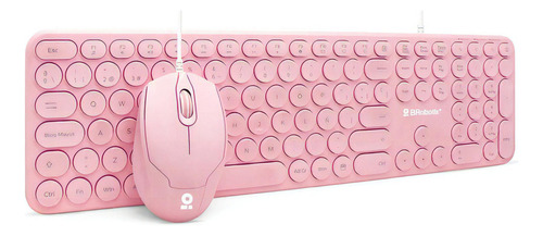 Kit Teclado Y Mouse Brobotix 6001196 Pink Multimedia Usb