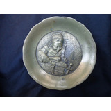 Antiguo Plato De Pared Bronce Vermeer Bronce Labrado