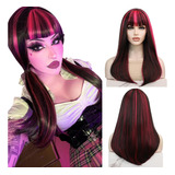 Uniwigs® Draculaura - Peluca Sintetica De Frente Duro Negro