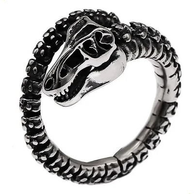 Km  J . Anillo De Hueso De Dinosaurio Punk De Plata | Envío gratis