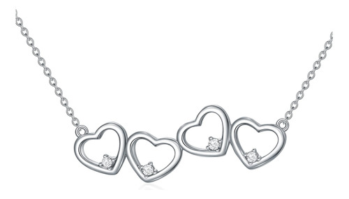 Sisgem Collar Con Corazón De Diamantes Naturales En Plata De