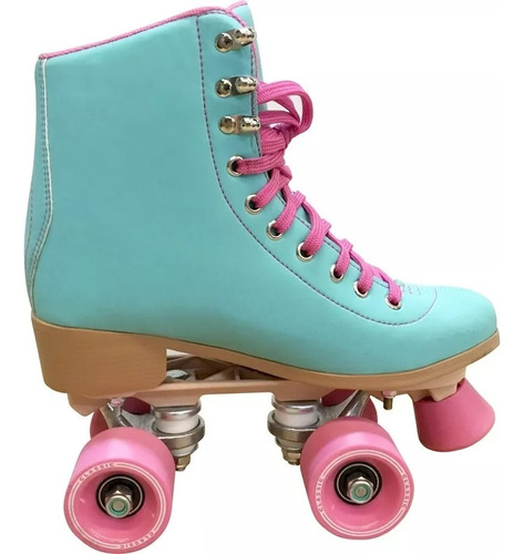 Patins Quad Unicorn Verde 4 Rodas Base Nylon Owl + Meia 