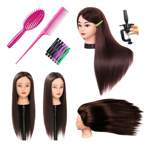  Cabeça De Boneca Manequim De Treino Cabelo Orgânico Longo