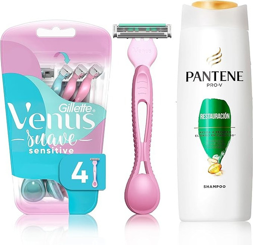 Kit Venus Suave Sensitive Con 4rastrillos + Shampoo