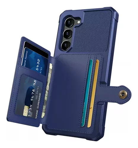 Capa De Couro Tipo Carteira Magnética Para Cartões Samsung C