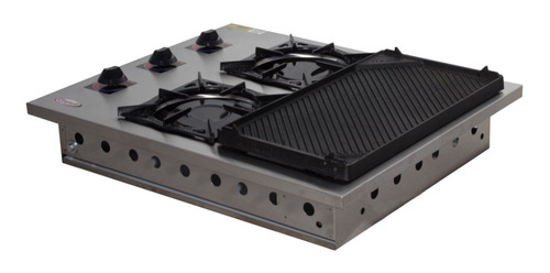 Fogão 2 Bocas Alvenaria Embutir Cooktop Inox Chapa Itajobi