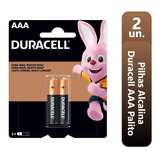 2 Pilhas Duracell Alcalina Aaa Palito 1,5v Com Nota Fiscal