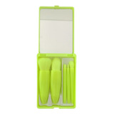 Juego Set De Brochas De Maquillaje Mini Con Estuche Espejo