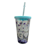 Vaso Con Tapa Sorbete Infantil Con Glitter Decorado Colores