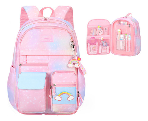 Mochila Feminina Grande Rainbow Meninas Children's School