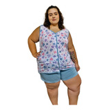 Pijama Bermuda Plus Size Algodão Aberto Amamentação Feminino