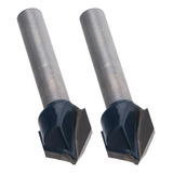 ' 2 Unids Acero Cnc Router Trabajo V Groove Bit 1/4 ''