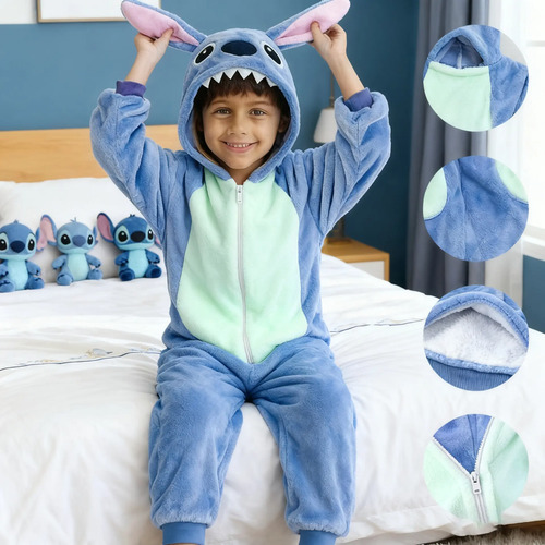 Kigurumi Stitch Cosplay Pijama Mameluco Disfraz Niño Niña | Meses sin interés