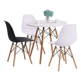 Mesa Eiffel Eames 80cm Com 3 Cadeiras Sala Jantar 