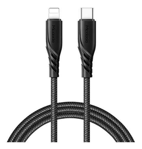 Cable Tipo C Para iPhone Carga Rápida 20w De Uso Rudo 1.2m Color Negro