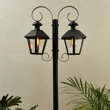 Farol Con Columna Dos Luces Para Jardín Exterior Poste Caño