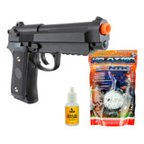 Pistola Metal Spring 6mm Airsoft Vigor V22 + Bolinhas + Óleo