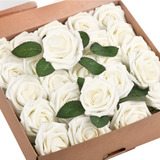 25 Ramo Rosas Artificiales Flores Blancas Flores De Plastico