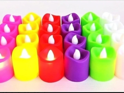 Caja 24 Velas Led , 5 Cms Larga Duracion Pila Incluida