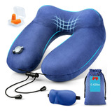 Kit De Viaje Compacto Almohada Inflable De Terciopelo, Másca