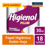 Papel Higienico Doble Hoja Higienol Plus 30m X 18 Uni