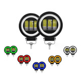 Par Faros 3 Hiper Led Lupa Ojo Ángel Estrobo Arillo Gel Cob