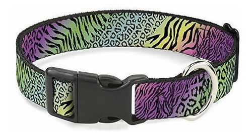 Collar De Gato Breakaway Pieles De Animales Arco Iris Negro 