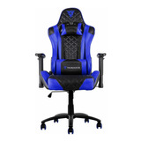 Cadeira Gamer Tgc12  Black E Blue Estofado Couro Sintético