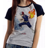 Blusa Baby Look Feminina Boku No Hero Todoroki Anime