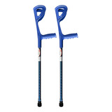 2 Muletas Tipo Canadiense Aluminio Altura Ajustable Color Azul