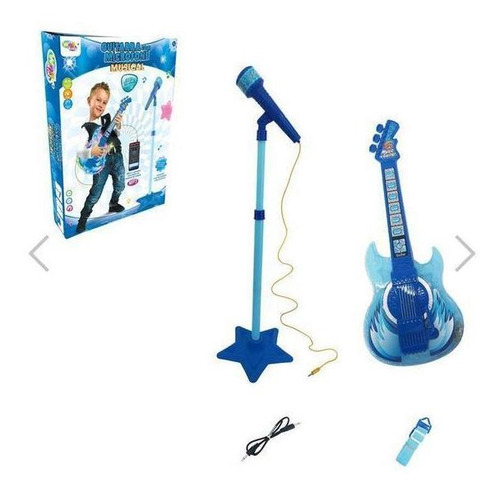 Instrumento Musical Guitarra Com Microfone Azul P2 - Wellmix