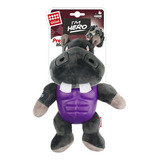 Peluche Para Perro Premium Gigwi Hippo Gladiator Armor Hero Color Gris Oscuro