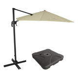 Sombrilla Parasol Jardin Grande Lateral Aluminio 3m + Base 