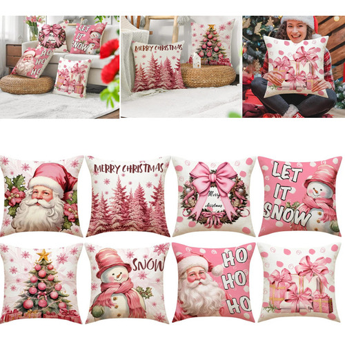 Decoração De Natal Com Capa De Almofada De 8 Peças