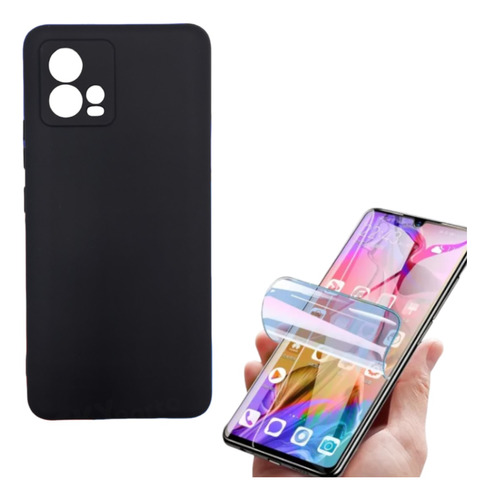 Funda Silicona Con Felpa + Hidrogel Brilloso Para Moto G72