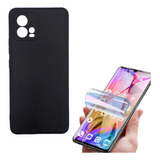 Funda Silicona Con Felpa + Hidrogel Brilloso Para Moto G72