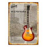 1 Cartel Metal Aluminio Guitarra Gibson 1958 Retro 40x28 Cms