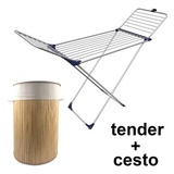 Tender Tendedero Ropa Pie Alas Aluminio Gimi Italia + Cesto