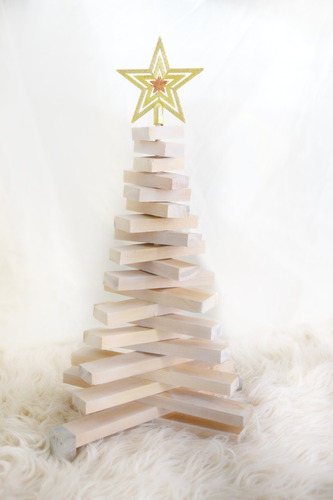 Hermoso Árbol Navideño De Madera 55 Cm Altura, Colapsable