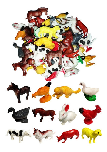 Animales De Goma 4 Cm  Granja Juguete Souvenir Piñata X 20