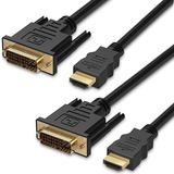 Cable Hdmi A Dvi (6 Ft - 2 Pack), Fosmon Dvi-d Al Cable De