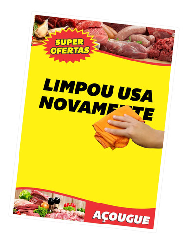 Cartaz Reutilizável Pvc Placa Açougue Oferta / Promoção 5un