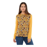 Sweater Mujer Camant Mostaza Print Corona