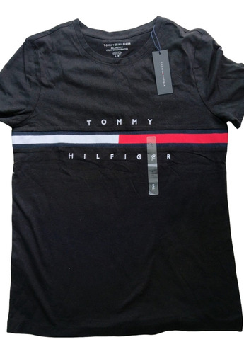 Playera Para Mujer Tommy Hilfiger Original Color Negra 