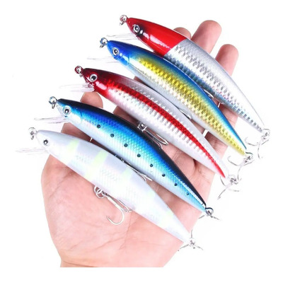 5pcs Currican Minnow Laser Capturas Grandes Lances Largos
