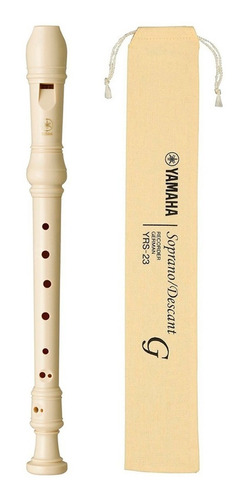 Flauta Dulce Soprano Yamaha Yrs-23 Escolar Con Funda Original Material Plástico Digitación Alemana Color Ivory