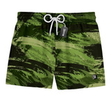 Short Praia Masculino Manchado Verde Militar Mauricinho 0074